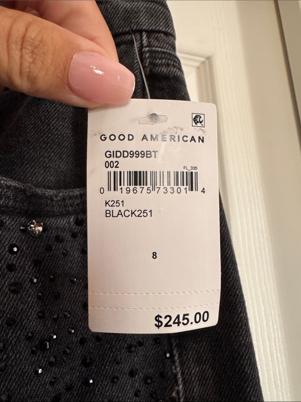 Good American Black Embellished Straight-Leg Jeans - Picture 3 of 3